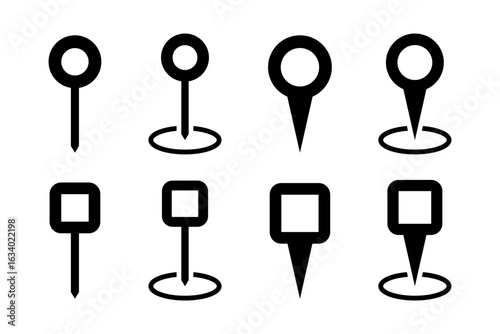 Map pin icon set. Location marker symbol for web design, app, and UI. GPS navigator pointer5