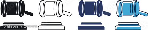Gavel icon set for legal justice and auction proceedings