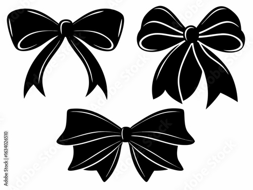 Black Bows and Ribbons Silhouette Set