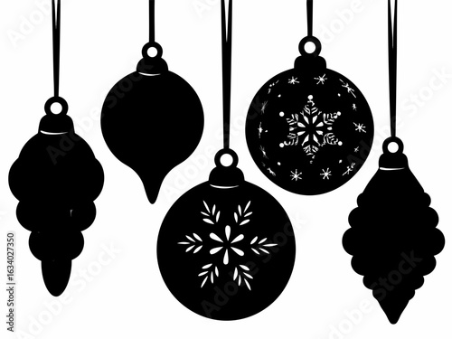 Christmas Ornaments Silhouette Vector Set