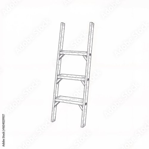 Simple step ladder in hand-drawn style on white background, ascension