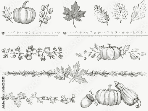  Autumn Banner Elements – Flat Modern Vector Clipart