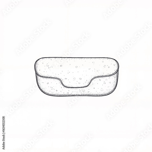 Hand-drawn sunglasses case illustration on white background, minimalist design