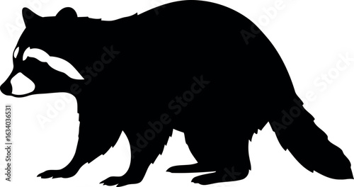 Raccoon silhouette black and white wildlife icon