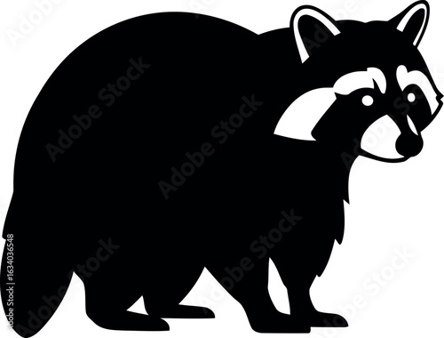 Black raccoon silhouette icon vector