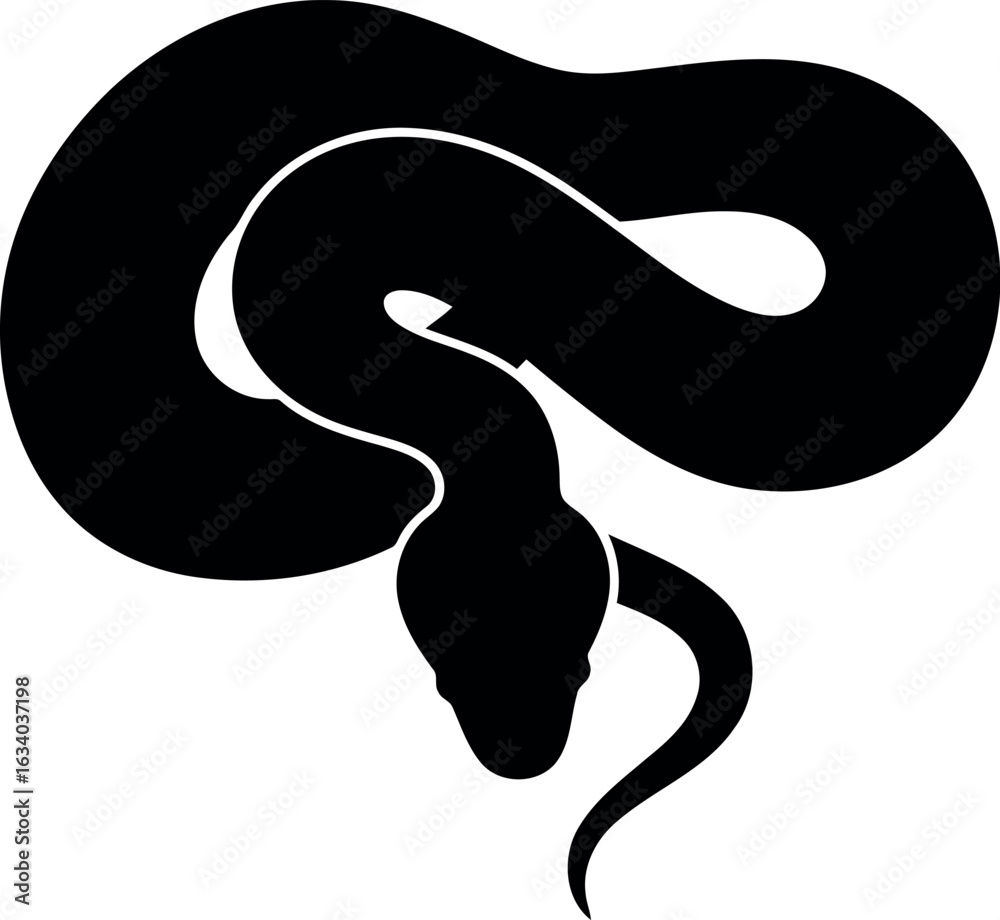 Fototapeta premium Black snake silhouette isolated on white background