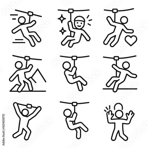 Zip-lining Icon Set
