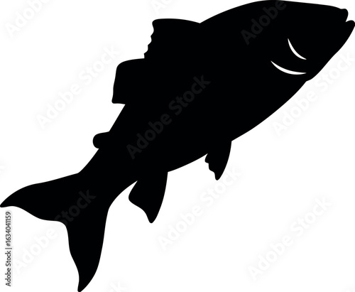 Black fish silhouette simple aquatic icon
