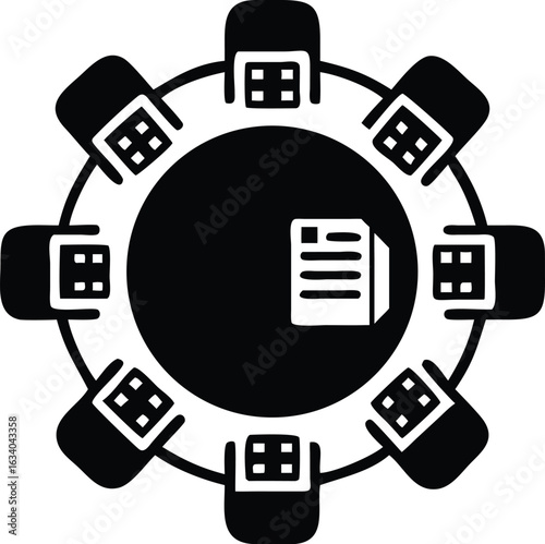 Minimal black and white round m letter icon