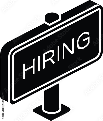 Minimal black and white job vacancy icon
