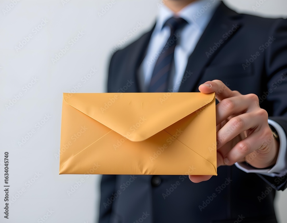 custom made wallpaper toronto digitalBusinessman Holding Yellow Envelope in Formal Suit Against Neutral Background Showing Professionalism and Confidence in Corporate Environment