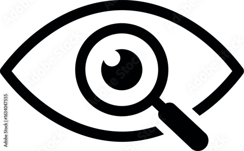 Eye with magnifying glass icon vision research insight