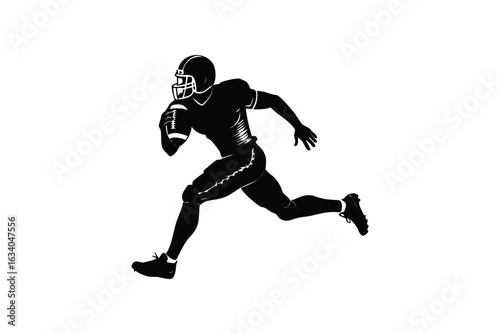 digital colorful vibrant crisp clean stylish elegant modern detailed professional high quality A dynamic silhouette of an American football player in action conveying energy and movement