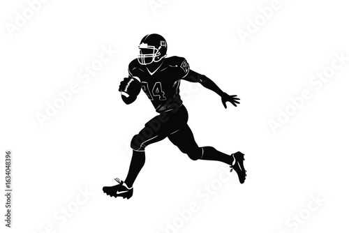 innovative creative digital colorful vibrant crisp clean stylish elegant modern detailed professional high quality Athlete in Action Silhouette Style Football Player Running with Ball in Hand
