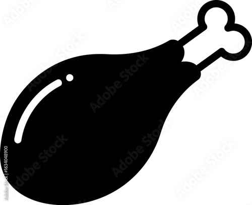 Black chicken leg icon
