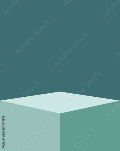 Product display stand mockup teal background for showcasing products online shop
