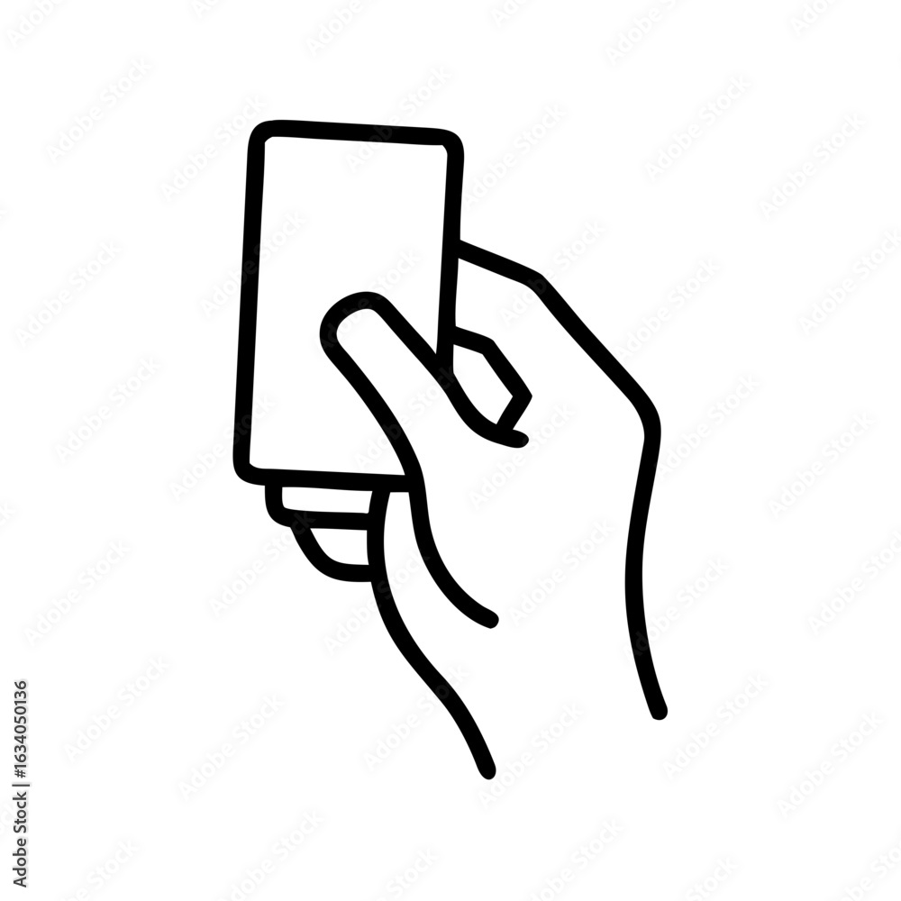Obraz premium Hand holding a smartphone with blank screen in minimalist style