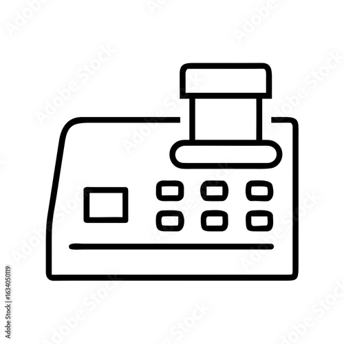 Cash register icon in outline style for financial transactions  