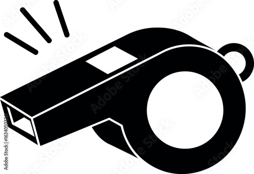 Black whistle icon referee coach signal sound