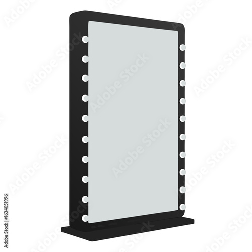 Illuminated beauty specialist mirror isolated on transparent background
