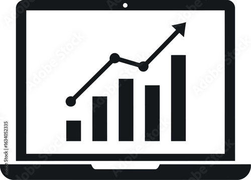 Laptop with growth chart business success data analysis