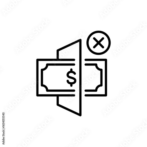 Fake money outline icons, minimalist vector illustration ,simple transparent graphic element .Isolated on white background