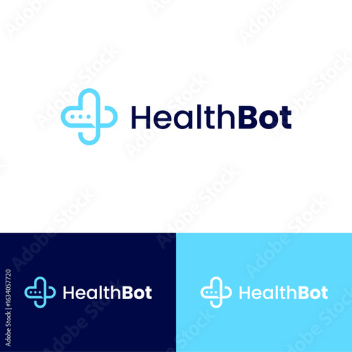 Modern Minimalist Line Art Health Symbol Clinic Chatbot Logo Design