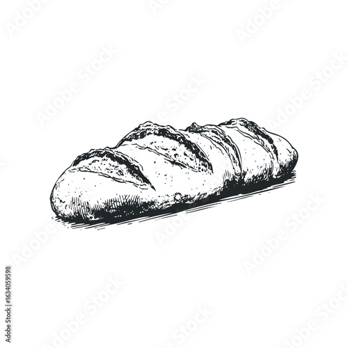 Single Loaf of Bread with a Crisp Crust and Detailed Surface