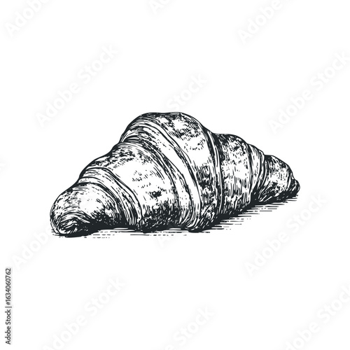 Hand Drawn Croissant Pastry Isolated on White Background in Vector