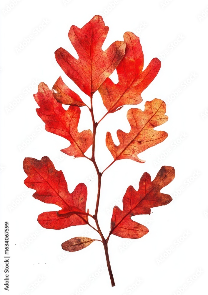 Fototapeta premium Real Pressed a oak leaves leaf plant red.