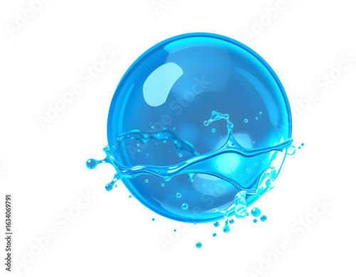 Wallpaper Mural Water Sphere with Splash Transparent Blue Bubble in Motion Torontodigital.ca
