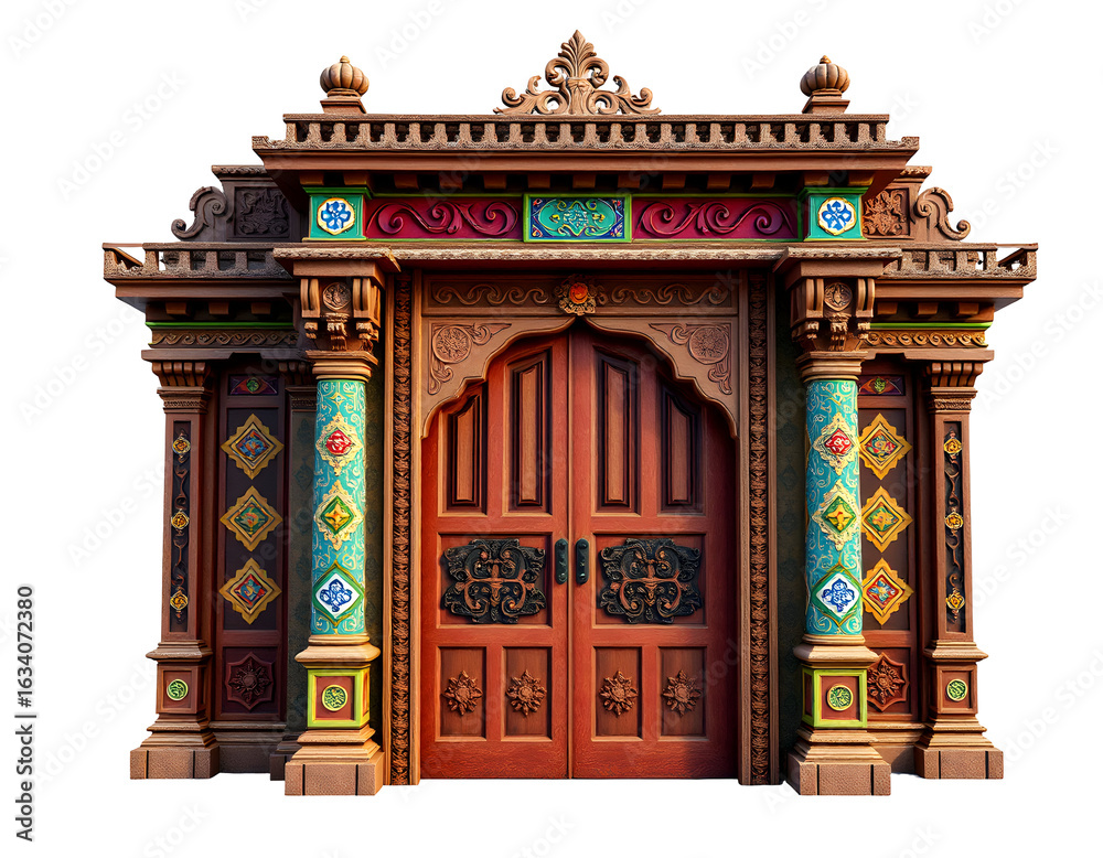 Ornate Wooden Temple Doorway Ornate Wooden Temple Doorway