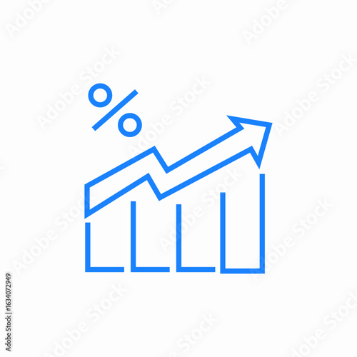 increase percentages icon sign vector