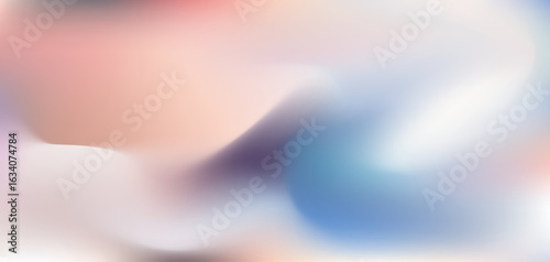 Muted frost blue and peach coral colours vector flowing liquid mesh gradient background. Abstract aesthetic calm and tranquil wavy fluid glowing silk concept for dreamy banner design, surface