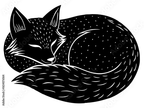 Fox Sleeping Silhouette