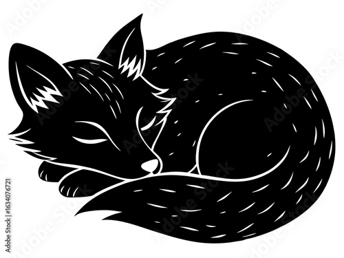 Fox Sleeping Silhouette