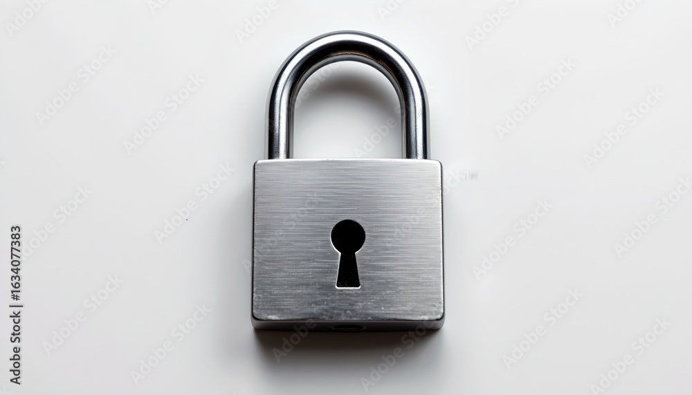 Naklejka premium A close-up shot of a shiny, silver padlock isolated
