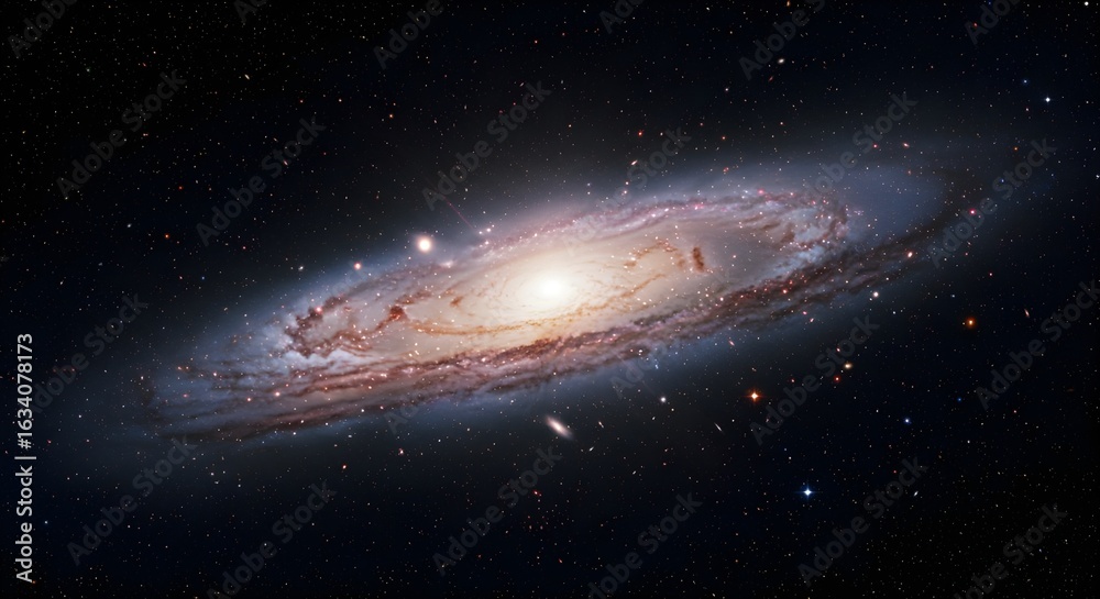 Obraz premium Space background with spiral galaxy and stars