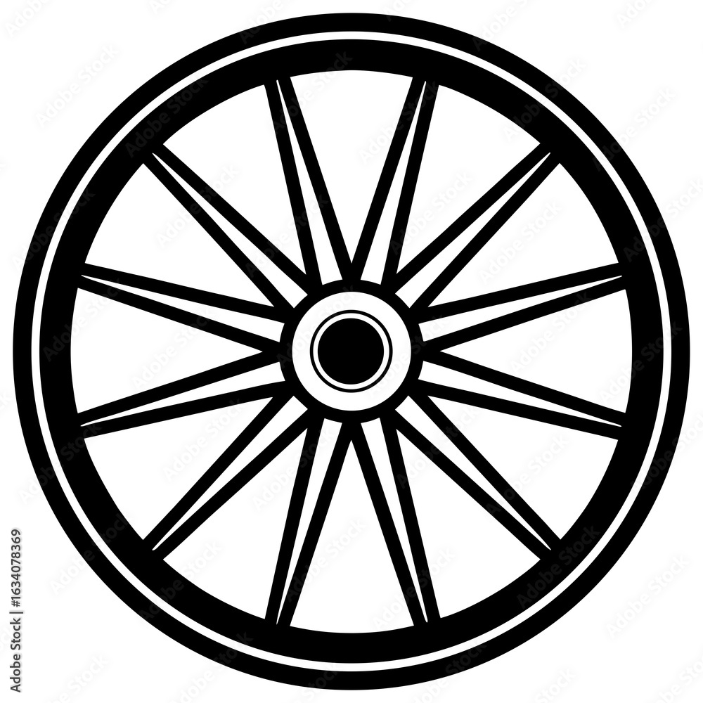 Fototapeta premium Wagon Wheel Vector Art | Generative AI & Linocut Silhouette Design