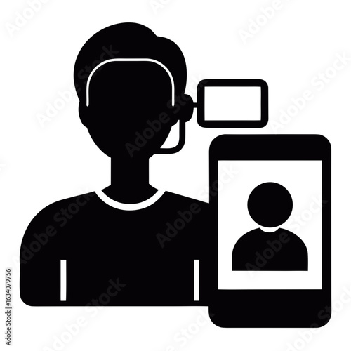 Person with camera and phone silhouette