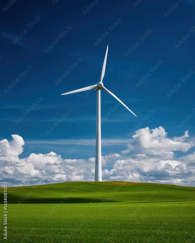 Wind turbine on a green field sunny day Wind turbine on a green field sunny day
