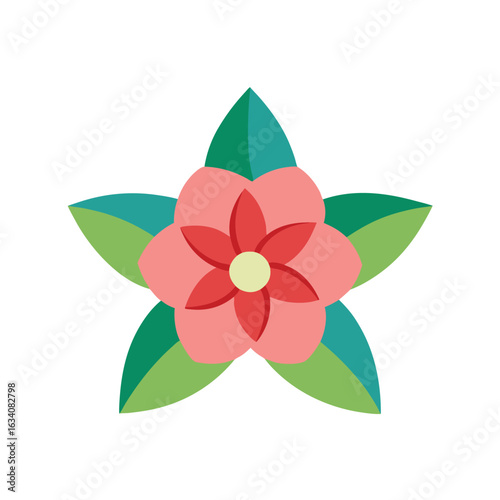 Cartoon flower with a smiling face, featuring colorful petals and a cheerful expression against a simple background
