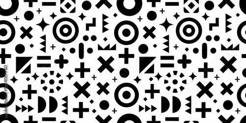 Abstract geometric pattern with black shapes on white background