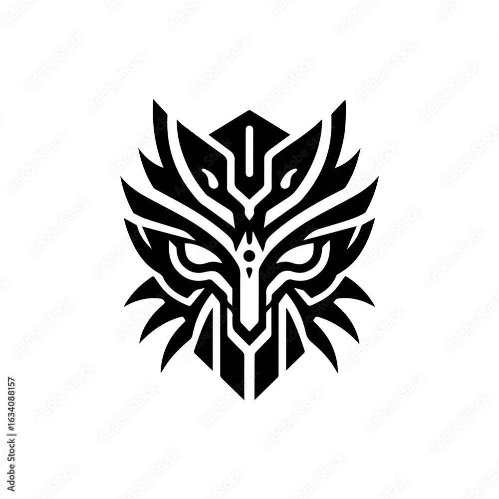 Fototapeta premium tribal mask for courage, with sharp lines and assertive geometry