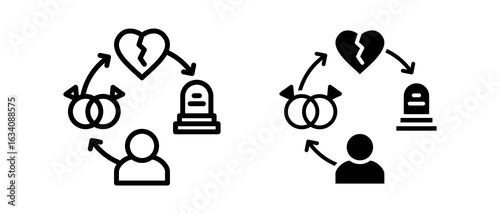 Marital Status multiple icon set of two.line and glyph vector illustration