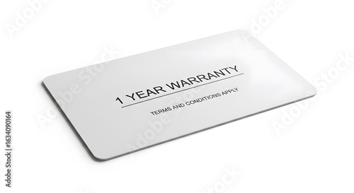 One Year Warranty Card on White Background