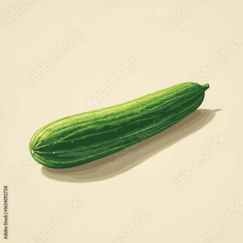 Fresh green cucumber illustration with water droplets on a light background graphic design concept for food and healthy eating promotions