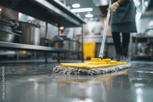 Person mopping kitchen floor