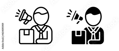Salesman multiple icon style vector illustration