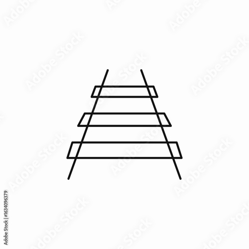 converging train tracks icon sign vector